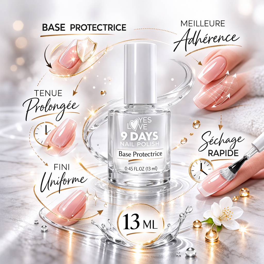 Base coat vernis à ongles transparent – Base protectrice avant couleur – Meilleure adhérence et tenue longue durée – Protège l’ongle naturel – Finition uniforme professionnelle – 13 ml OCIBEL