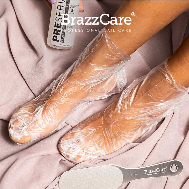 Carton 90 sachets BrazzCare BalbCare Socks Chaussette Pédicure Brésilienne inclus 1 Lime et Bâtonnet OCIBEL