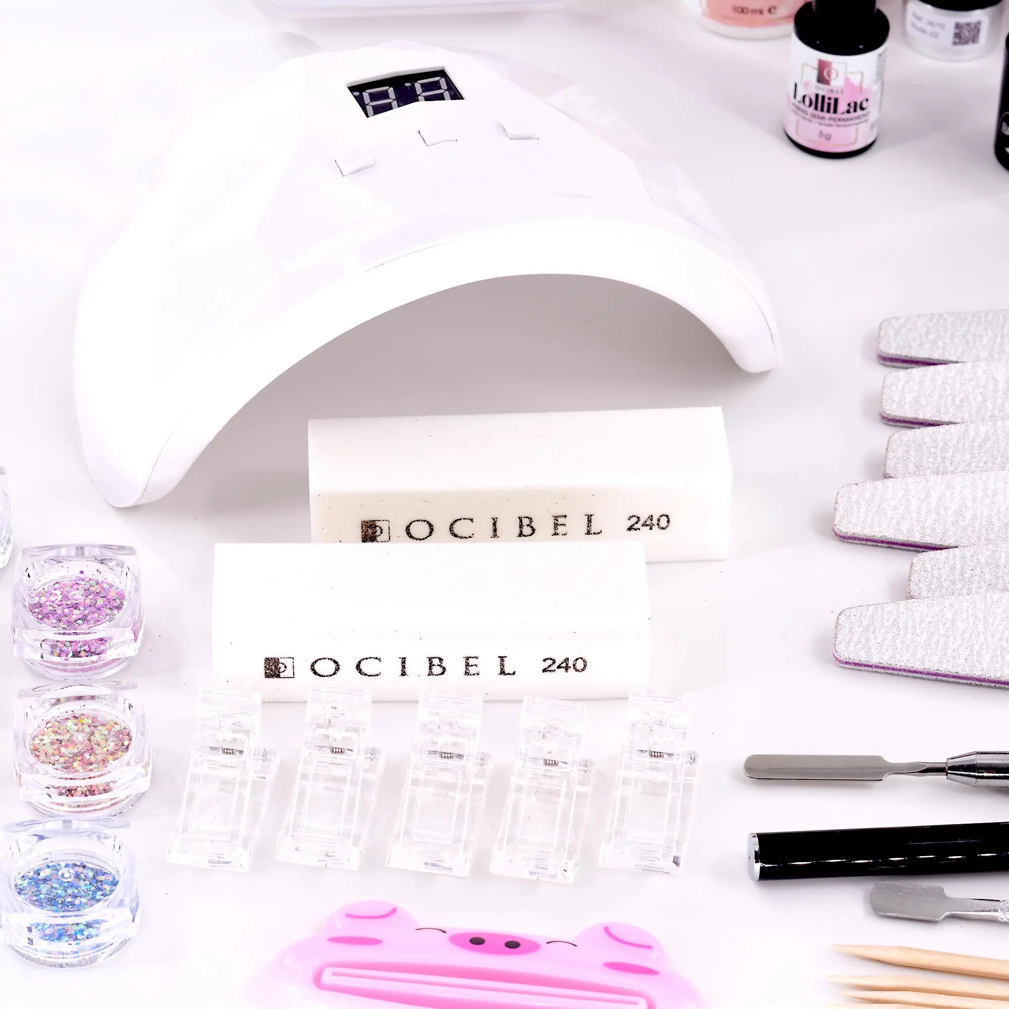Coffret Kit Complet Pose Acrygel Polygel avec Popit et Lampe UV / LED 54W OCIBEL