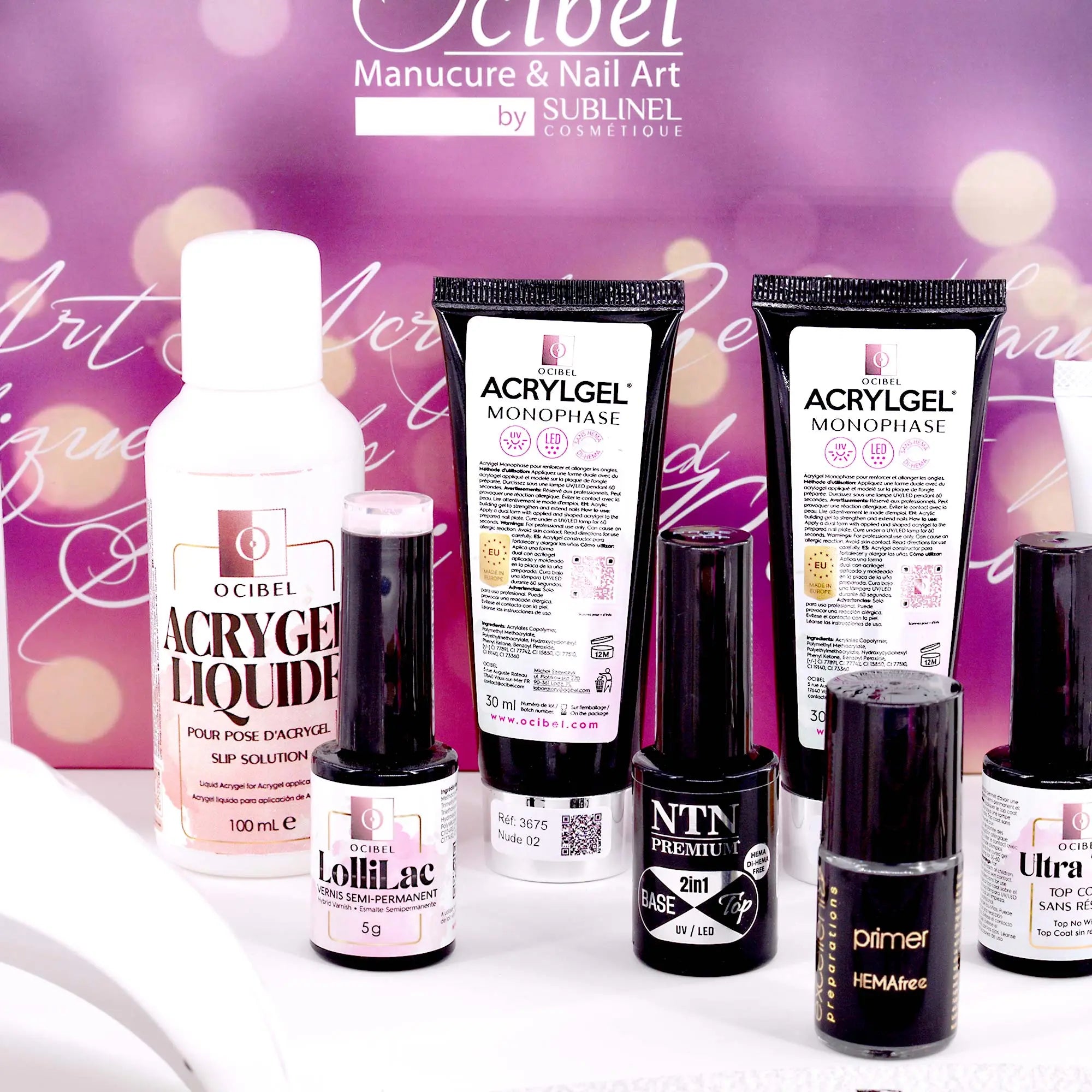 Coffret Kit Complet Pose Acrygel Polygel avec Popit et Lampe UV / LED 54W OCIBEL