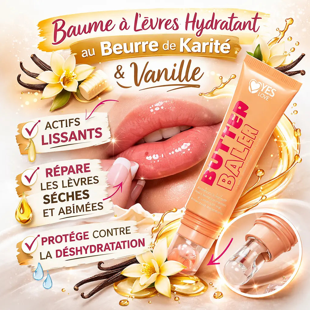Lot de 4 Baumes à Lèvres Hydratants – Butter Balm Karité Nourrissant Vanille, Fraise, Orange & Myrtille Réparateur Lèvres Sèches