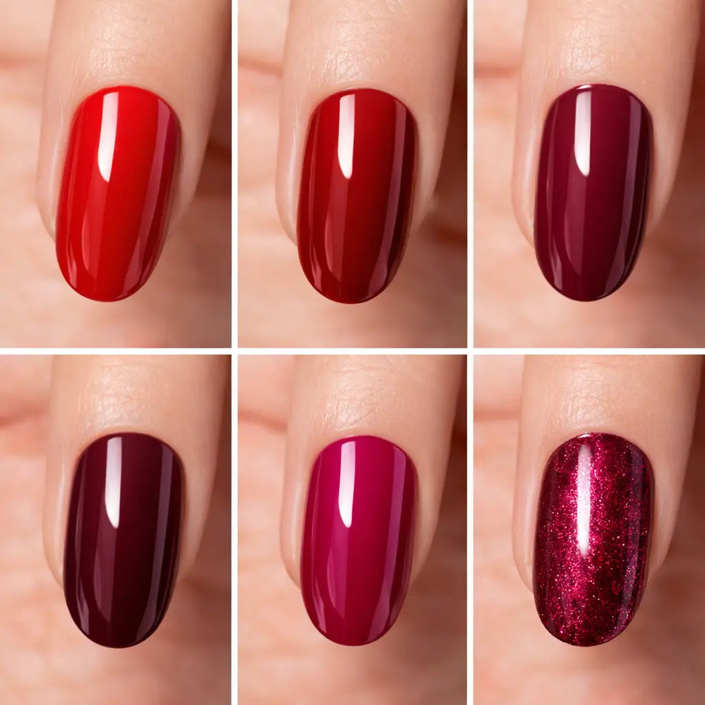 Lot de 6 Vernis à Ongles Rouges & Bordeaux 6 x 13 ml – Effet Gel Brillant – Tenue 9 Jours – Séchage Rapide – Couleurs Intenses & Élégantes – Finition Professionnelle OCIBEL