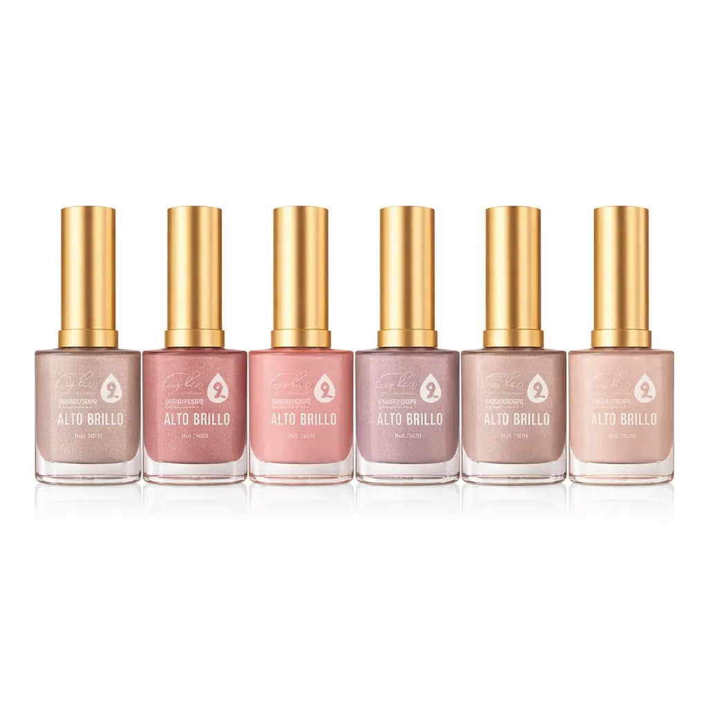 Lot de 6 vernis nude pailletés effet brillant – tenue 9 jours sans lampe – séchage rapide air libre – couleurs naturelles tendance – 13 ml