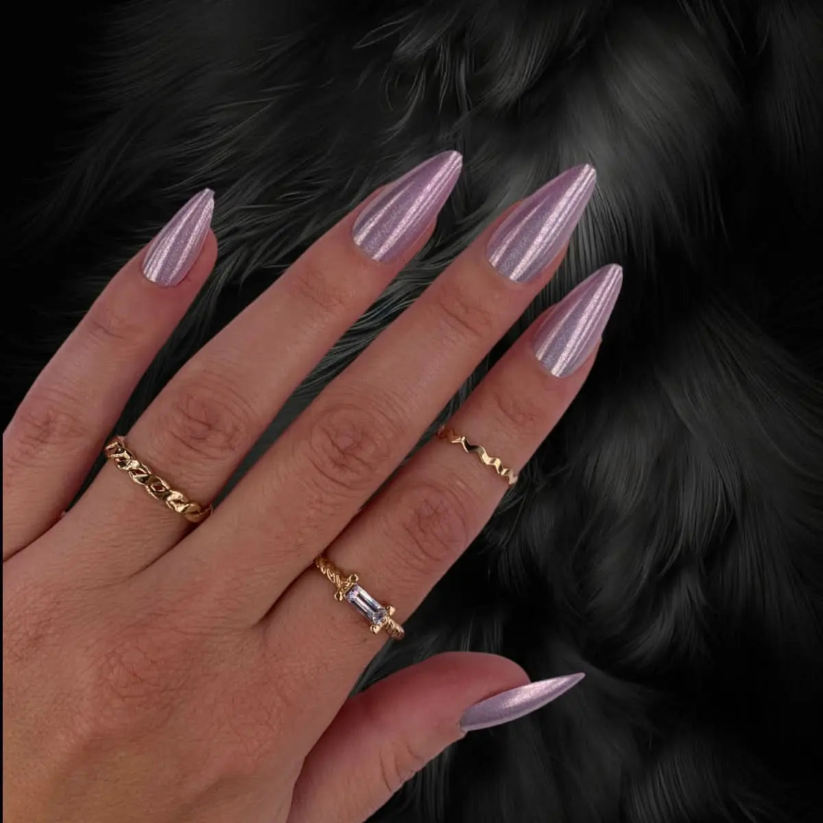 Press On Nails Faux Ongles Réutilisables - Medium Amande Mauve Licorne OCIBEL