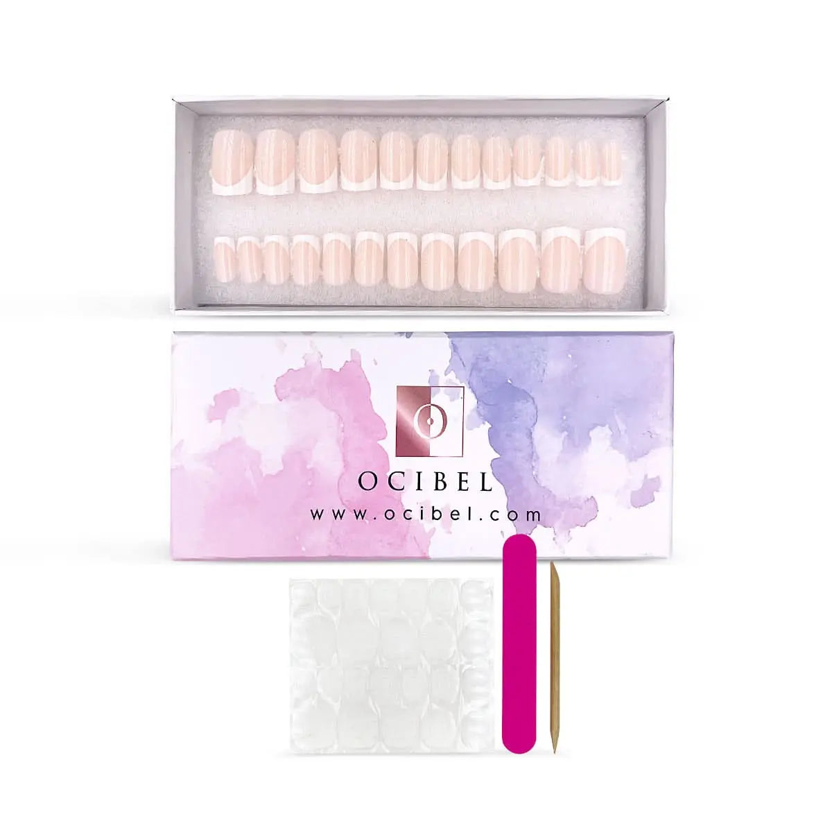 Press On Nails Faux Ongles Réutilisables - Medium Carré French OCIBEL