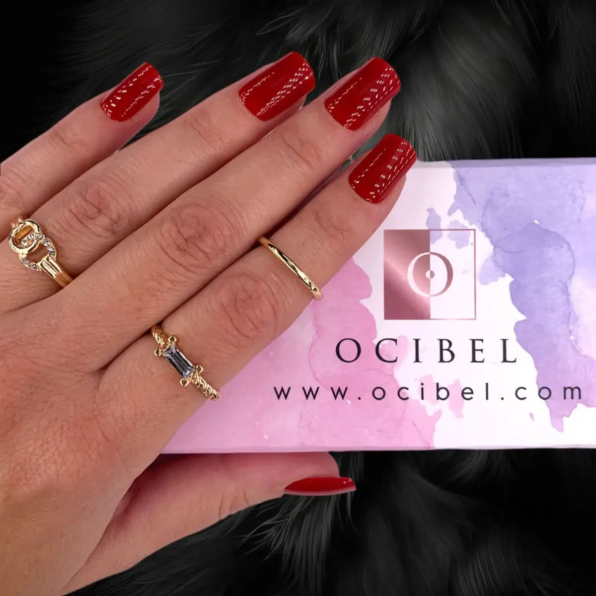 Press On Nails Faux Ongles Réutilisables - Medium Carré Rouge OCIBEL