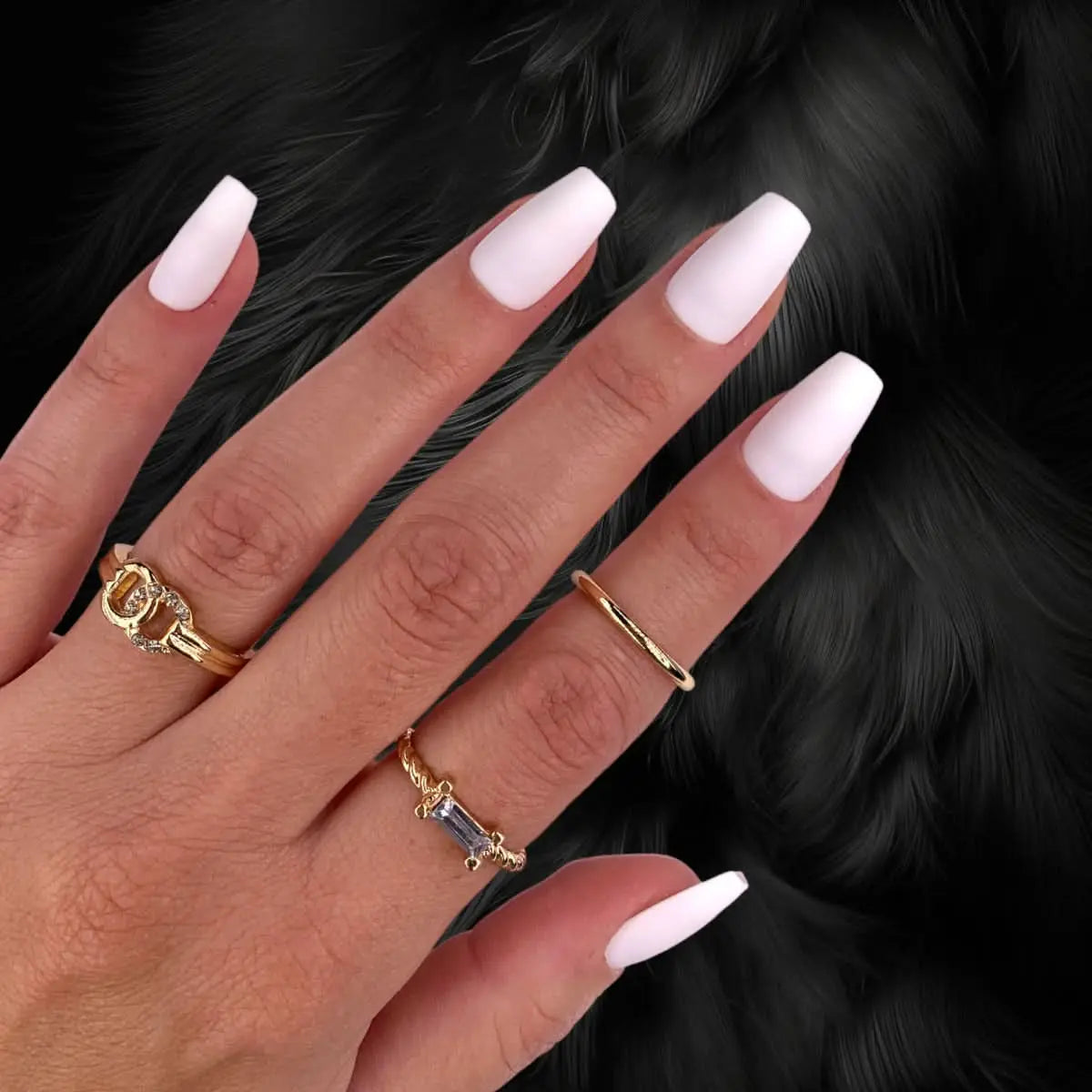 Press On Nails Faux Ongles Réutilisables - Medium Coffin Blanc Mat OCIBEL