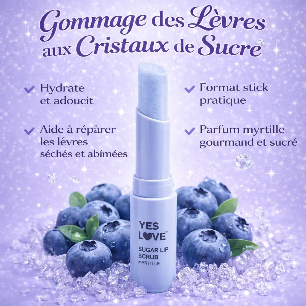 Sugar Lip Scrub Myrtille – Gommage des Lèvres aux Cristaux de Sucre Réparateur & Hydratant OCIBEL