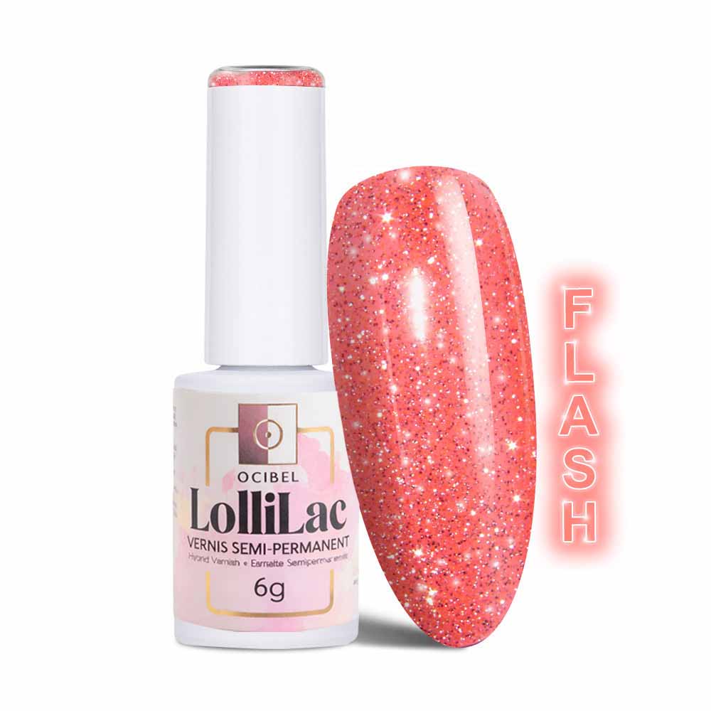 Vernis Semi Permanent UV / LED - Flash Glitter Light Orange 6g OCIBEL