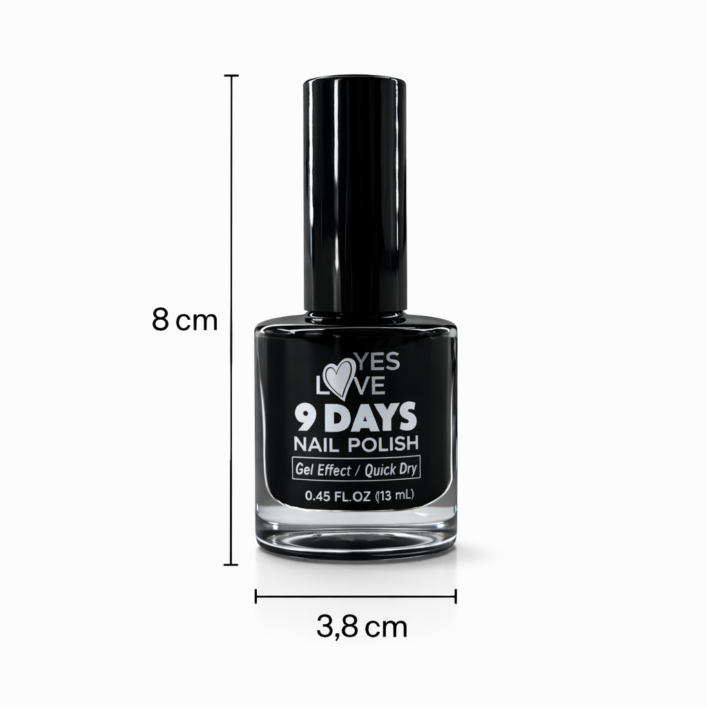 Vernis à ongles noir 13 ml – Tenue jusqu’à 9 jours, séchage rapide à l’air, effet gel brillant, noir intense profond, finition professionnelle OCIBEL