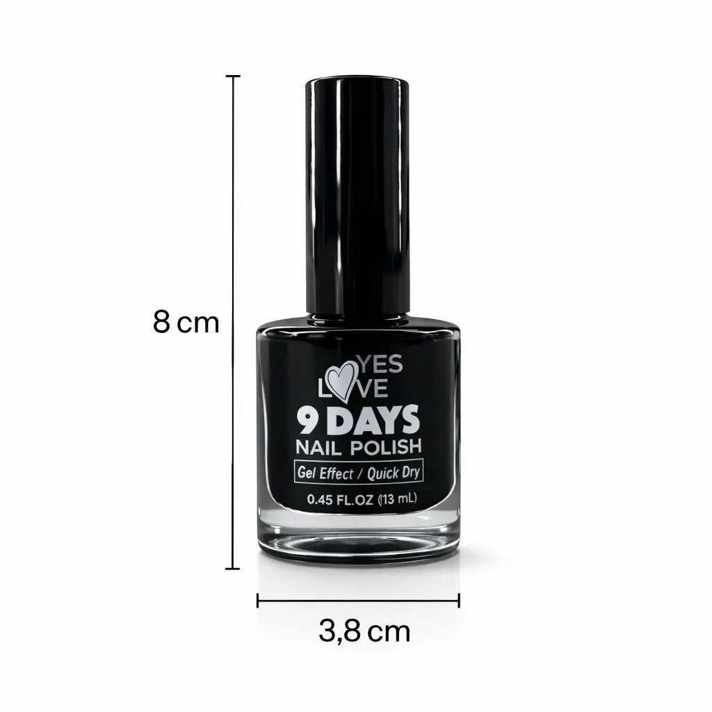 Vernis à ongles noir 13 ml – Tenue jusqu’à 9 jours, séchage rapide à l’air, effet gel brillant, noir intense profond, finition professionnelle OCIBEL