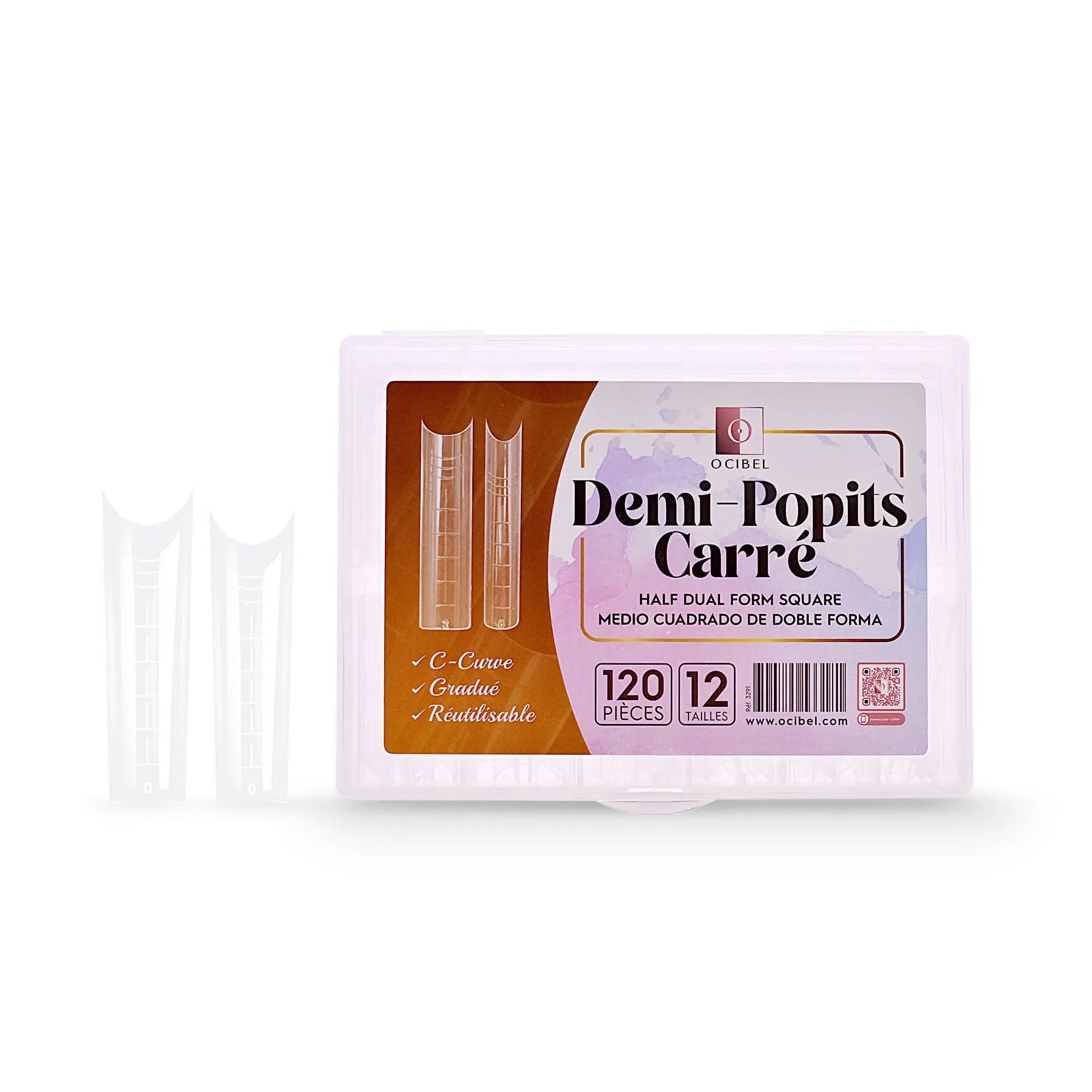 120 Demi Popits Carré - Capsules Moule Dual Form System Transparente Créer un Rallongement OCIBEL
