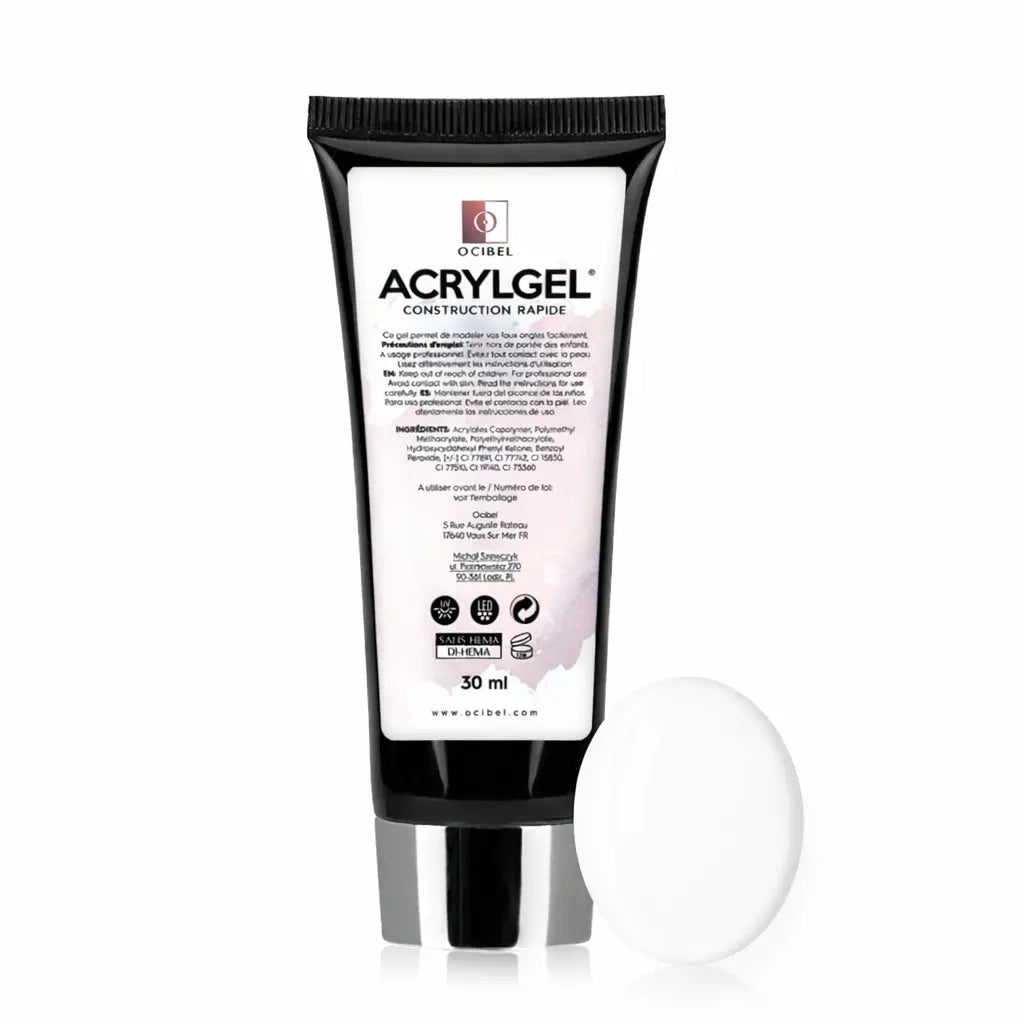 ✨ AcrylGel UV/LED 30g – Sans HEMA / DI-HEMA | Résultat Pro & Tenue Parfaite - Pure White OCIBEL