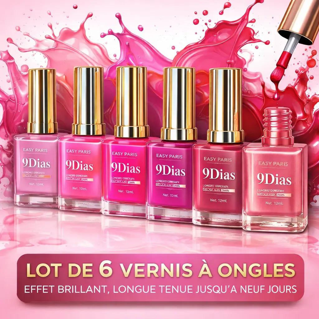 Lot de 6 Vernis à Ongles Couleurs Vives – Effet Brillant, Couleurs Tendance Fluo & Néon, Séchage à l’Air, Tenue jusqu’à 9 Jours, 13ml