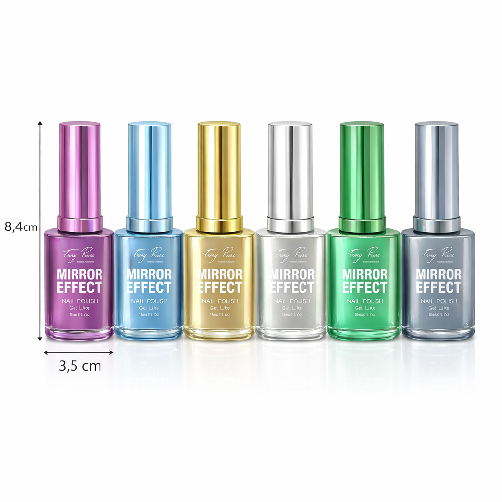 Lot de 6 Vernis à Ongles Effet Miroir 6 x 13 ml – Finition Chrome Ultra Brillante, Longue Tenue & Résistant OCIBEL