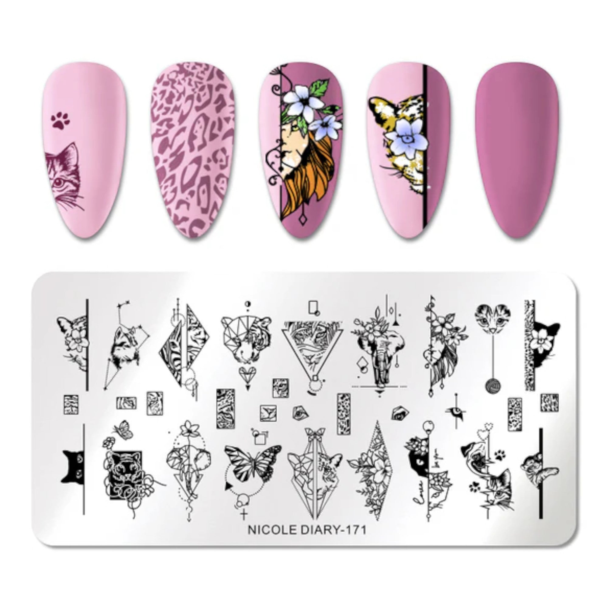 Plaque de Stamping pour Ongles Thème : Animaux OCIBEL