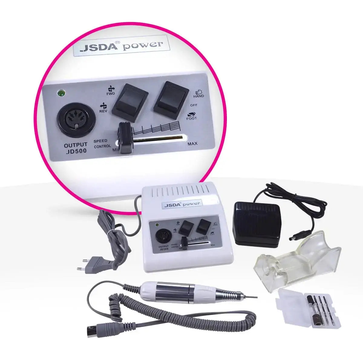 Ponceuse JSDA JD500 35W 30000T/M avec Mandrin et Pédale + 5 Embouts OCIBEL