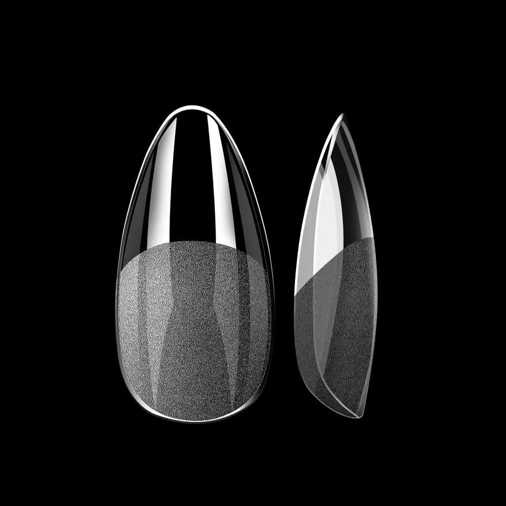 Soft Gel Nail Tips 504 Capsules Pose Américaine Demi-Mat Transparente 12 tailles - Long Almond Amande OCIBEL