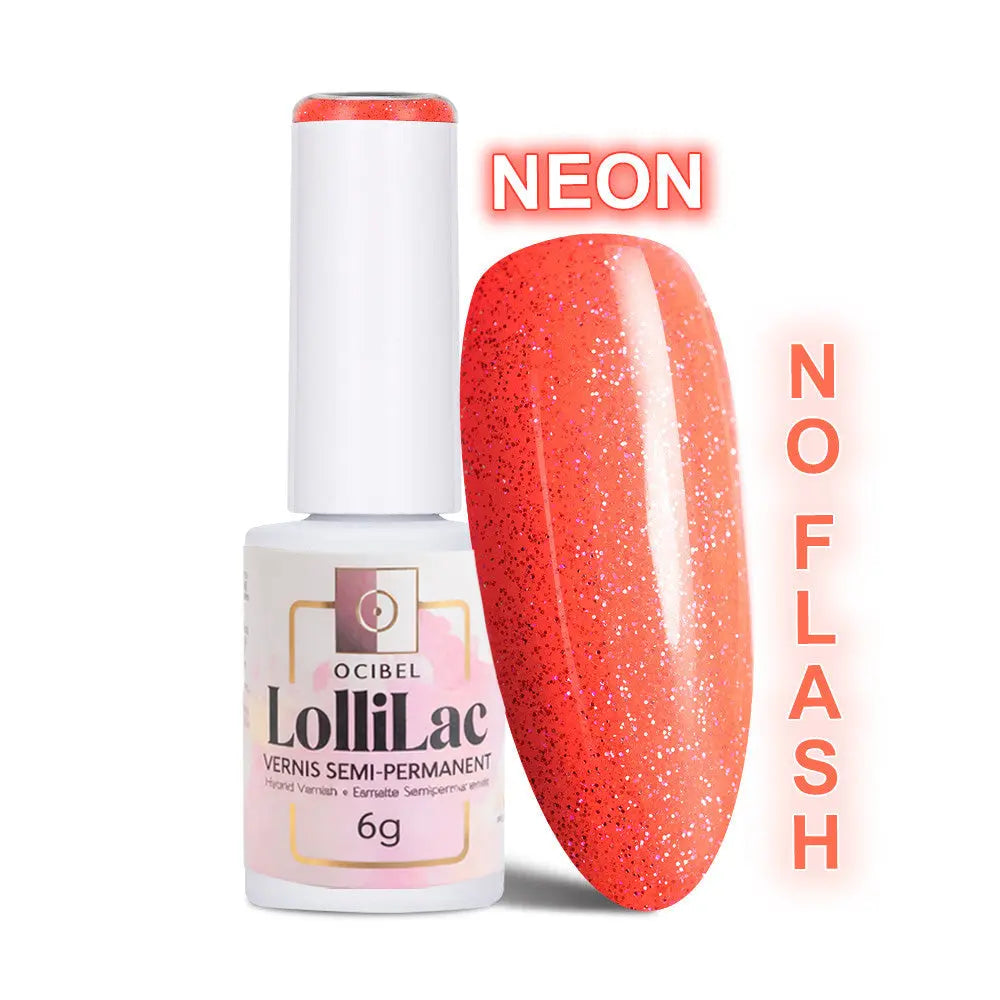 Vernis Semi Permanent UV / LED - Flash Glitter Orange 6g OCIBEL